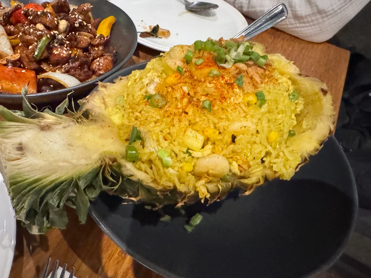 Pineapple Seafood Chicken Fried Rice, Banana Leaf on Robson