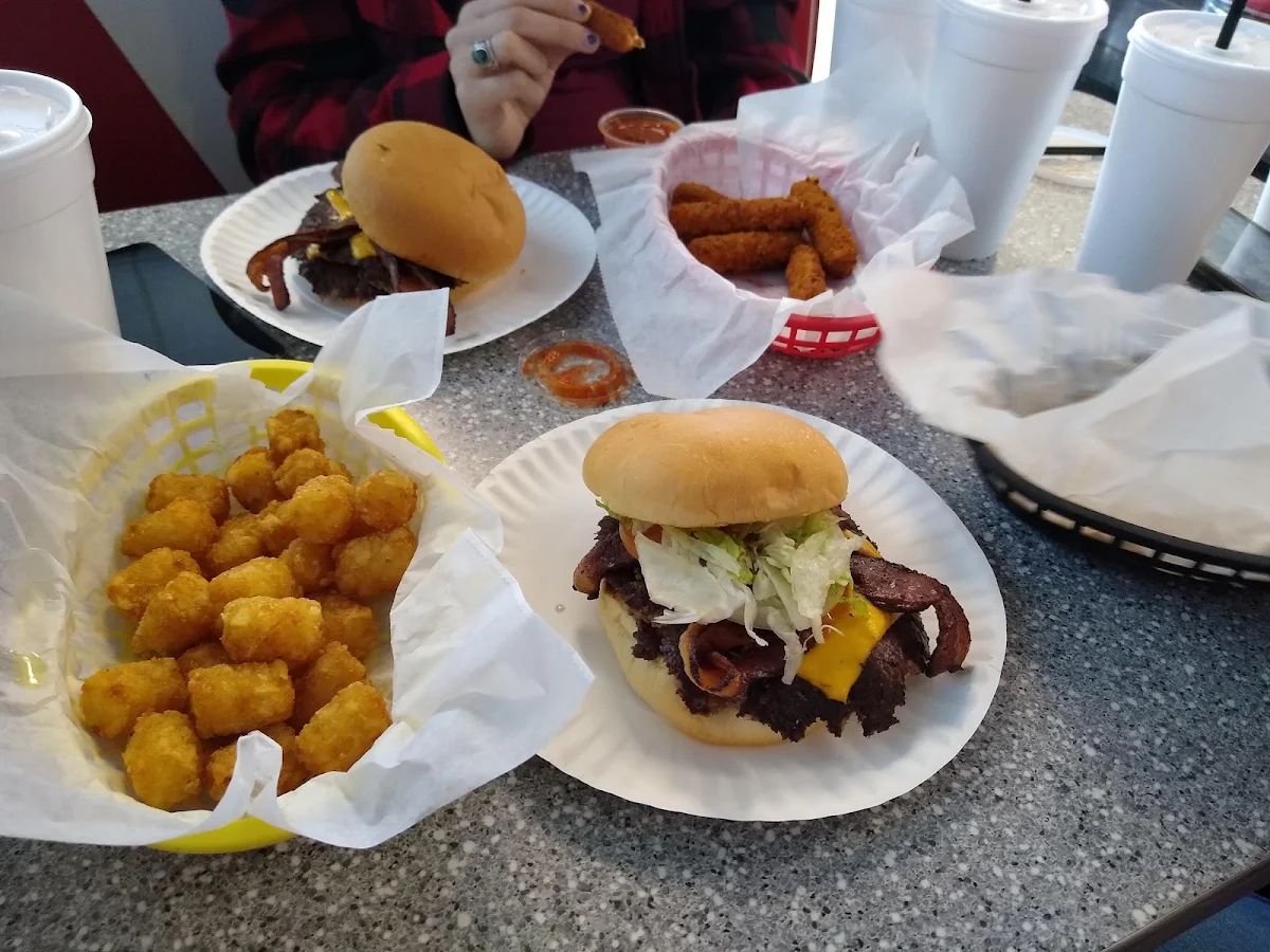 Double Bacon Cheeseburger and Tots