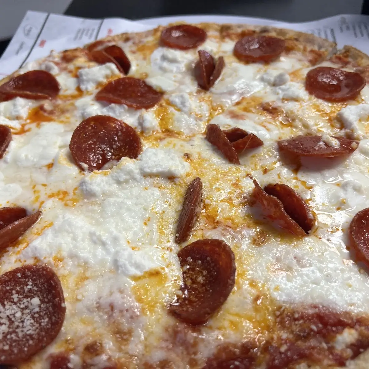Pepperoni Pizza with Ricotta & Fresh Mozzarella