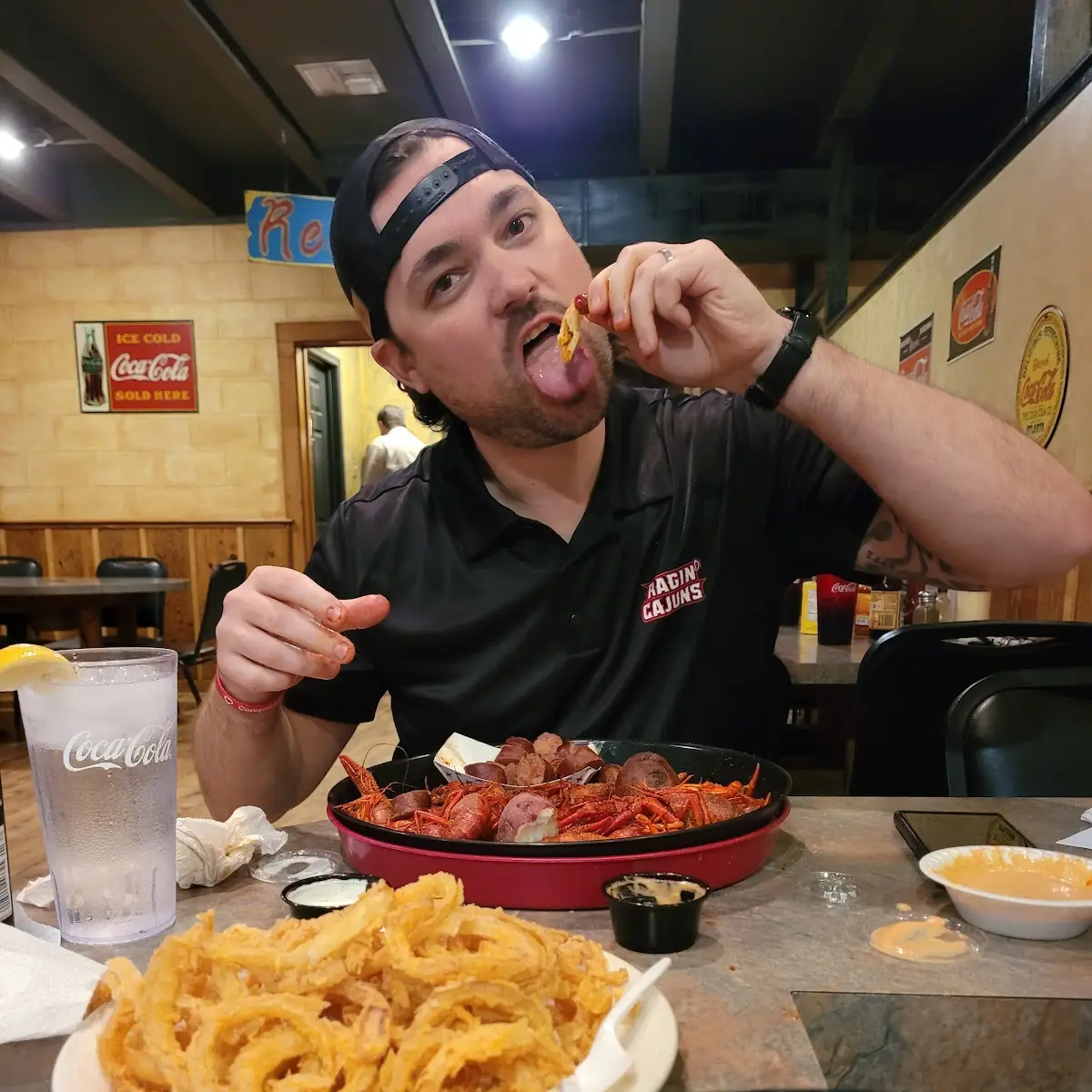 Boiled Crawfish and Fried Onion Rings