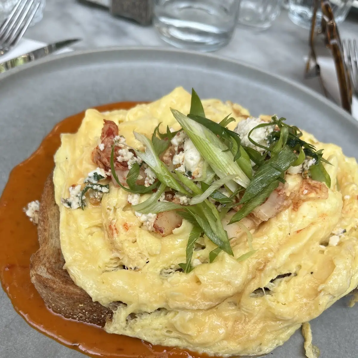 Kimchee Scrambled Eggs and Toast
