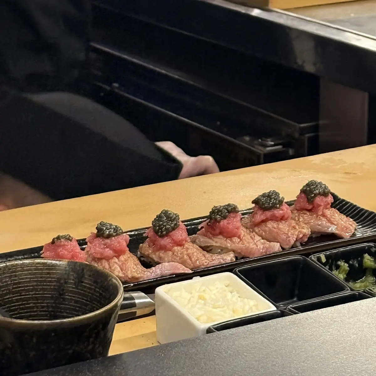 Seared Wagyu Nigiri with Caviar