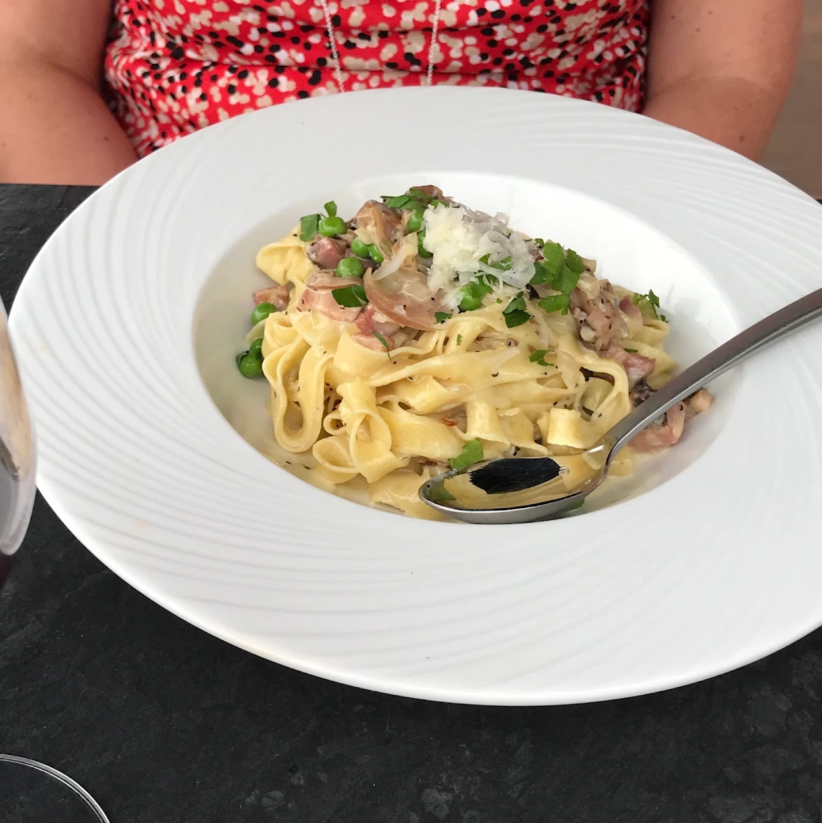 Fettuccine Carbonara, Shy's Place Restaurant