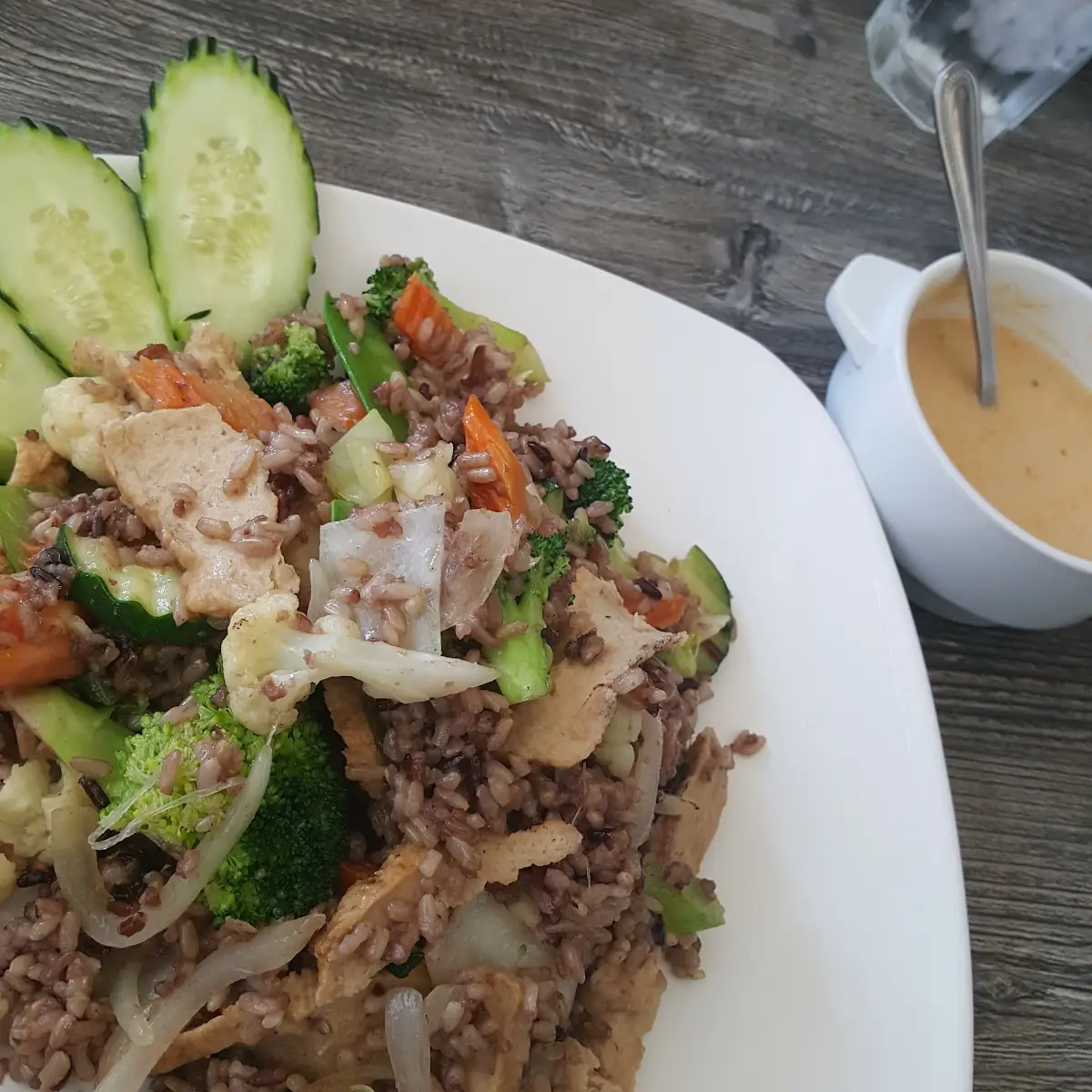 Mixed Vegetable Fried Rice with Soy Chicken