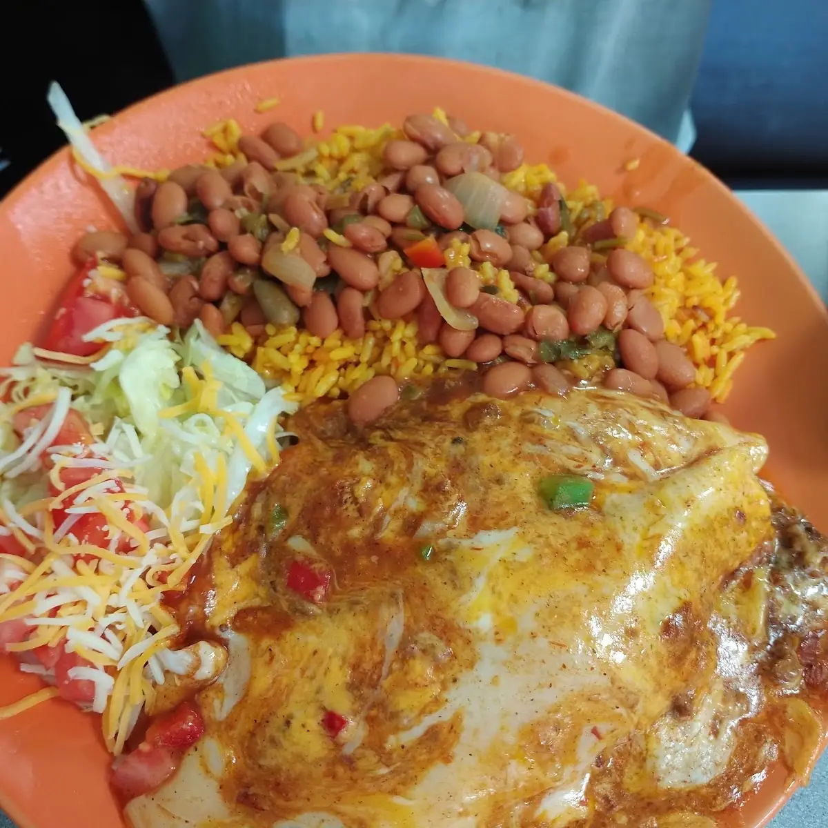 Ground Beef Enchiladas with Red Beans and Rice