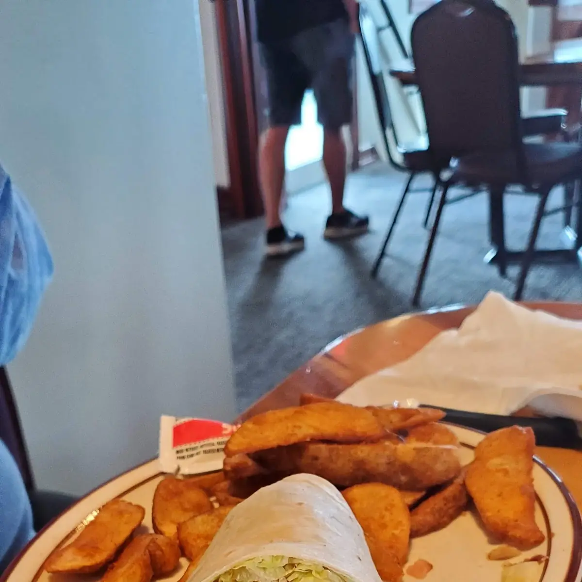 Chicken Bacon Wrap with Potato Wedges
