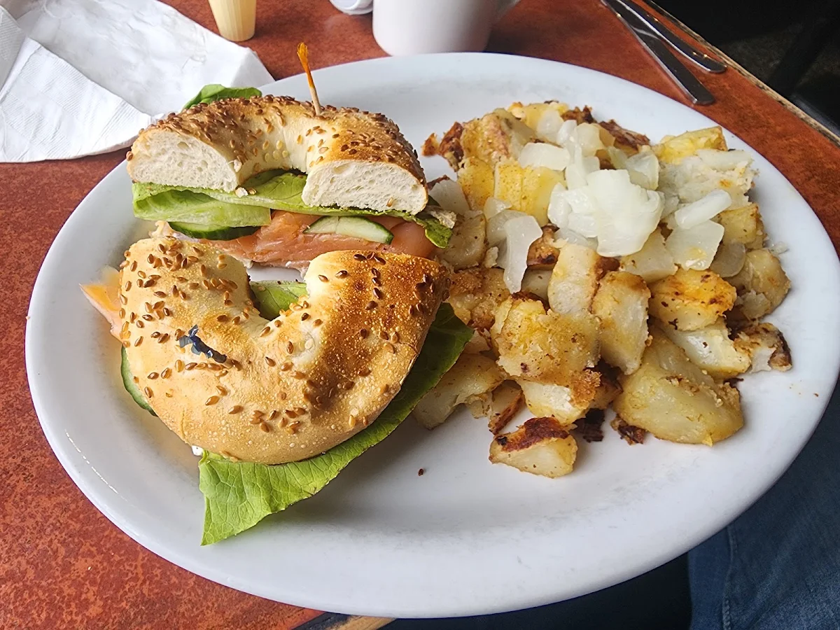 Smoked Salmon Bagel with Potatoes, Miss Molly's Diner