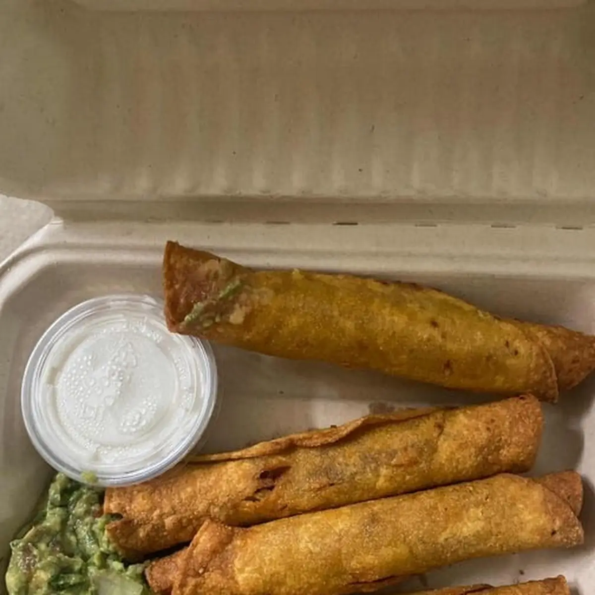 Taquitos with Guacamole and Sour Cream
