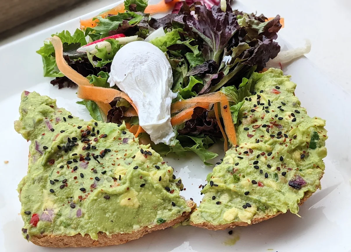 Avocado Toast with Poached Egg and Side Salad