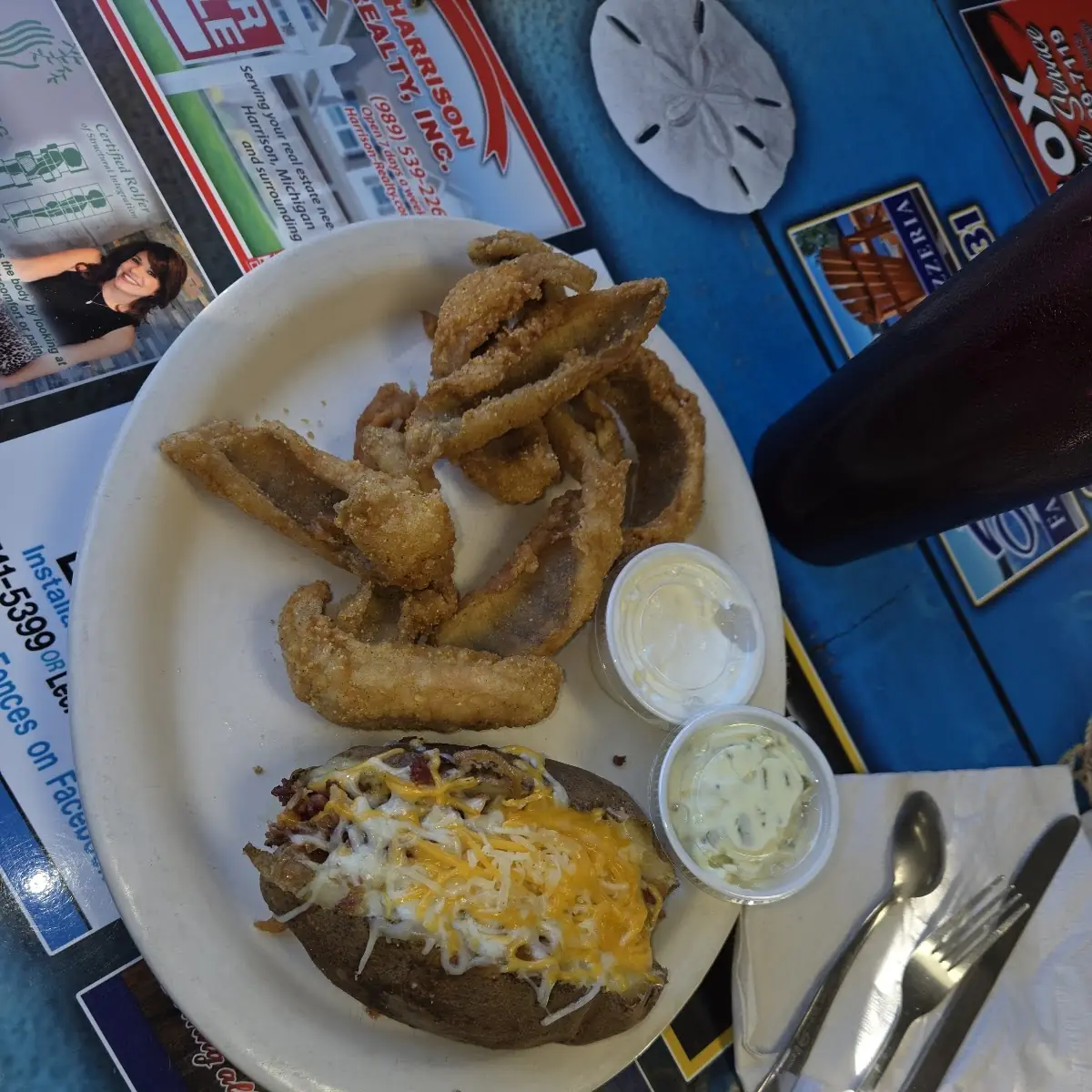 Perch Dinner and Loaded Baked Potato