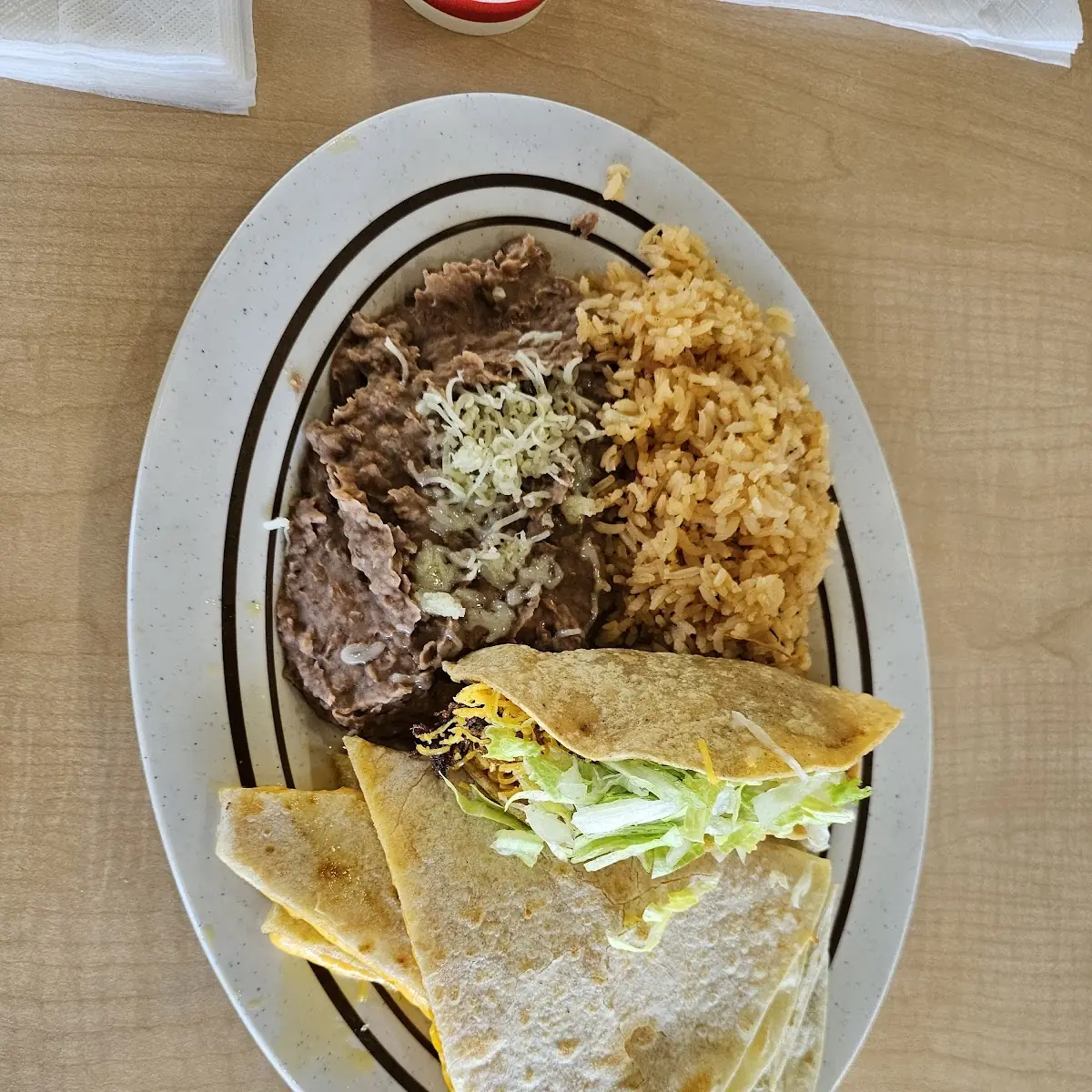 Quesadilla and Beef Taco Plate