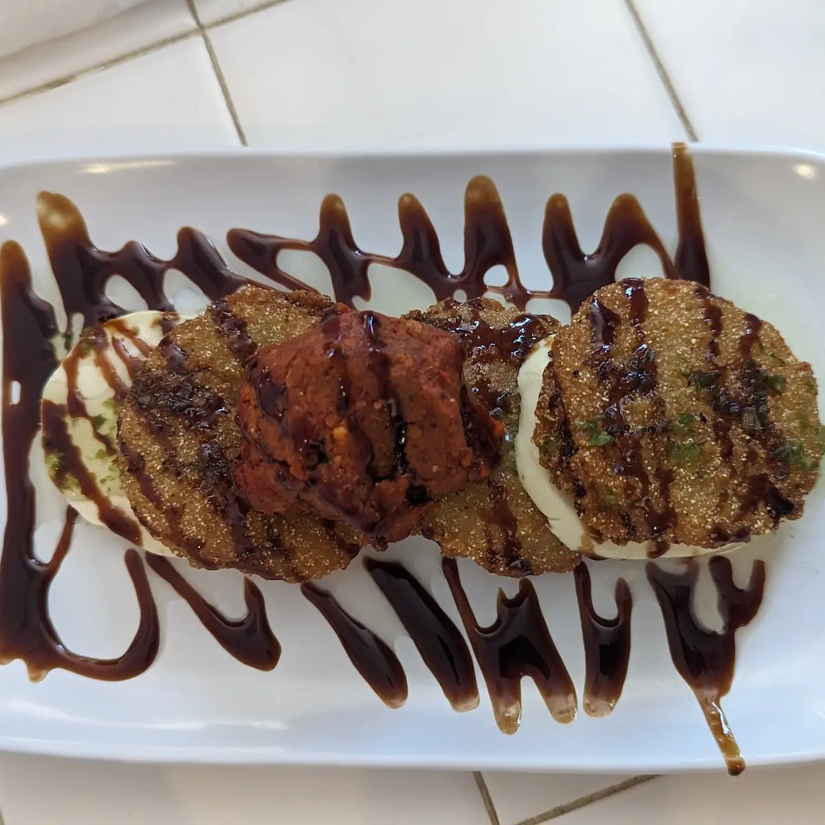 Fried Green Tomatoe Caprese Salad