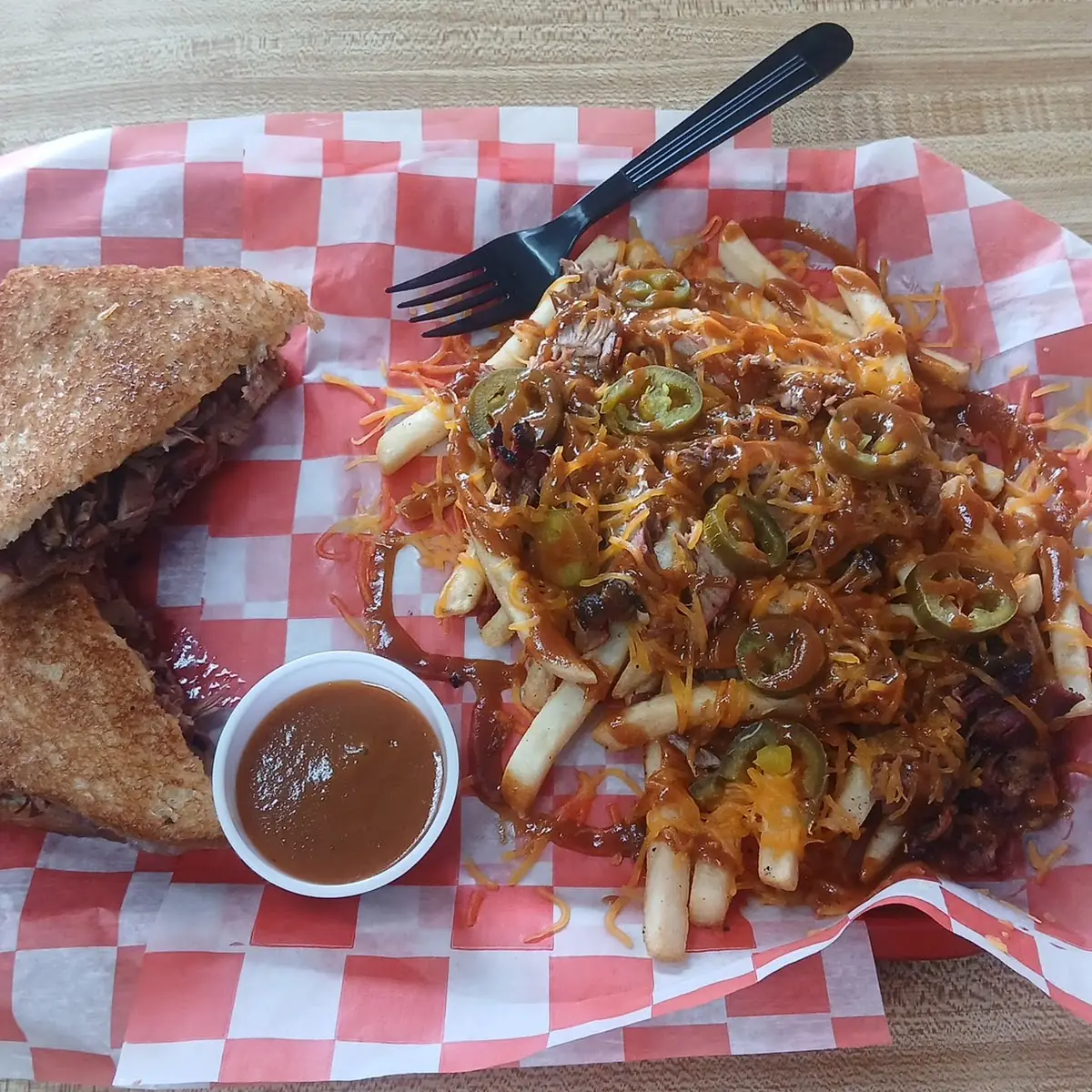 Brisket Loaded Fries and Brisket Grilled Cheese