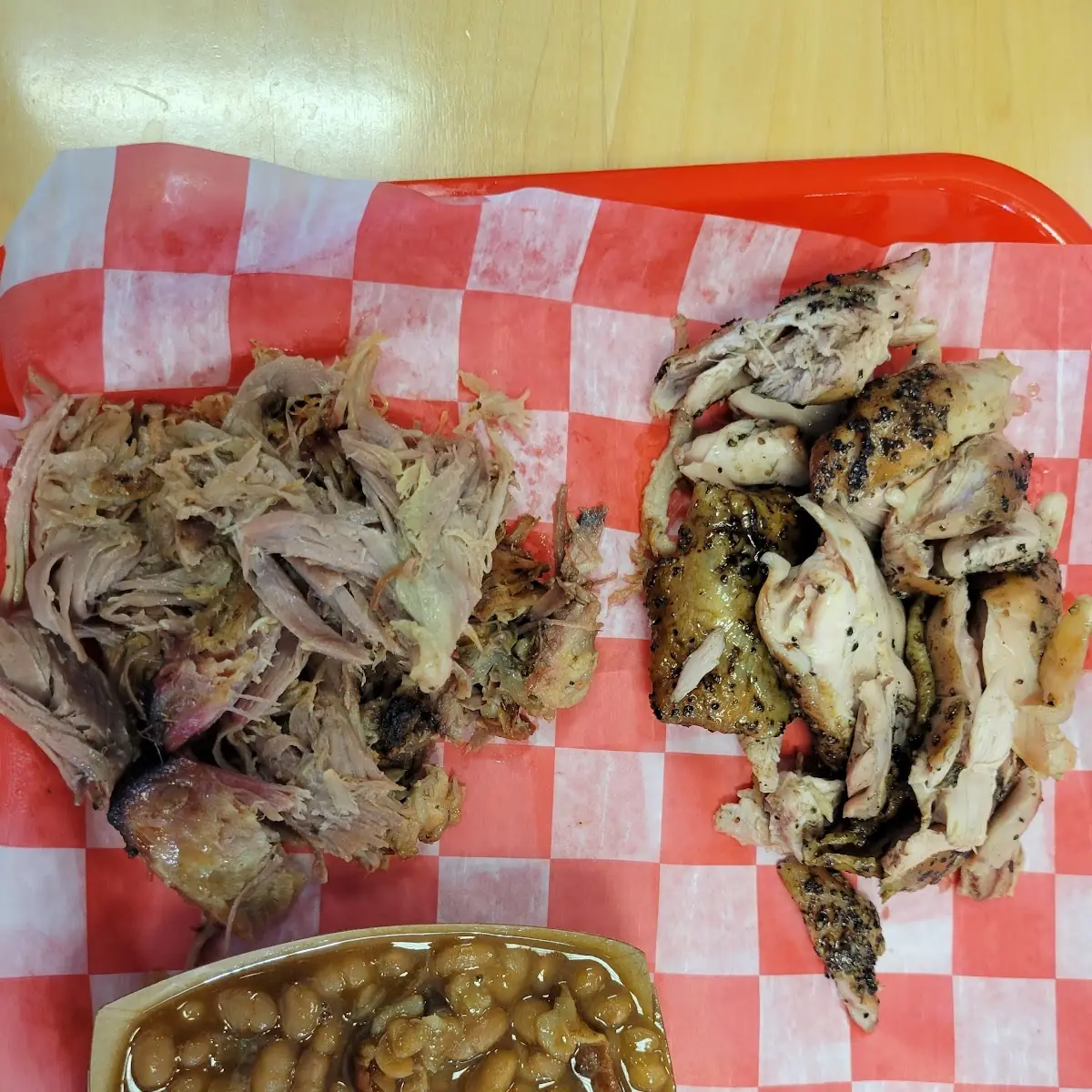 Pulled Chicken Pulled Pork Baked Beans