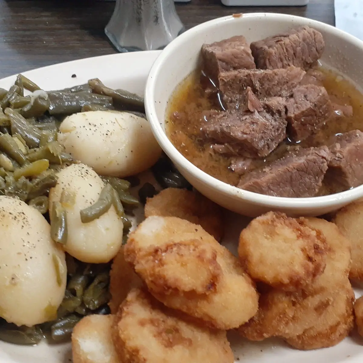 Stew Beef Green Beans Fried Squash