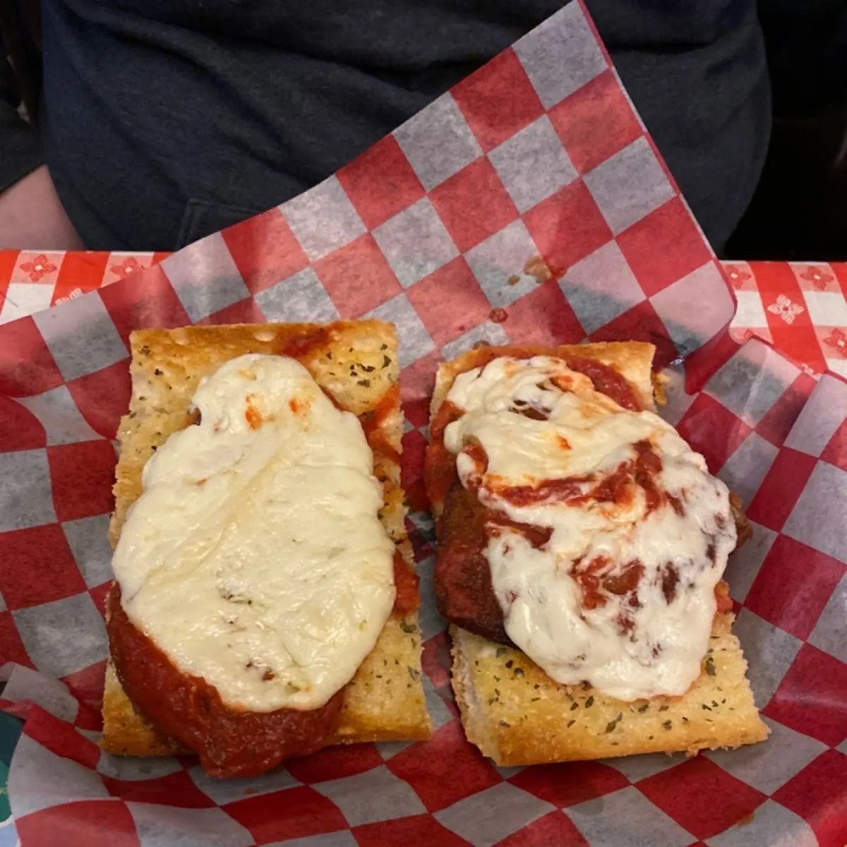 Eggplant Parmesan on Garlic Bread