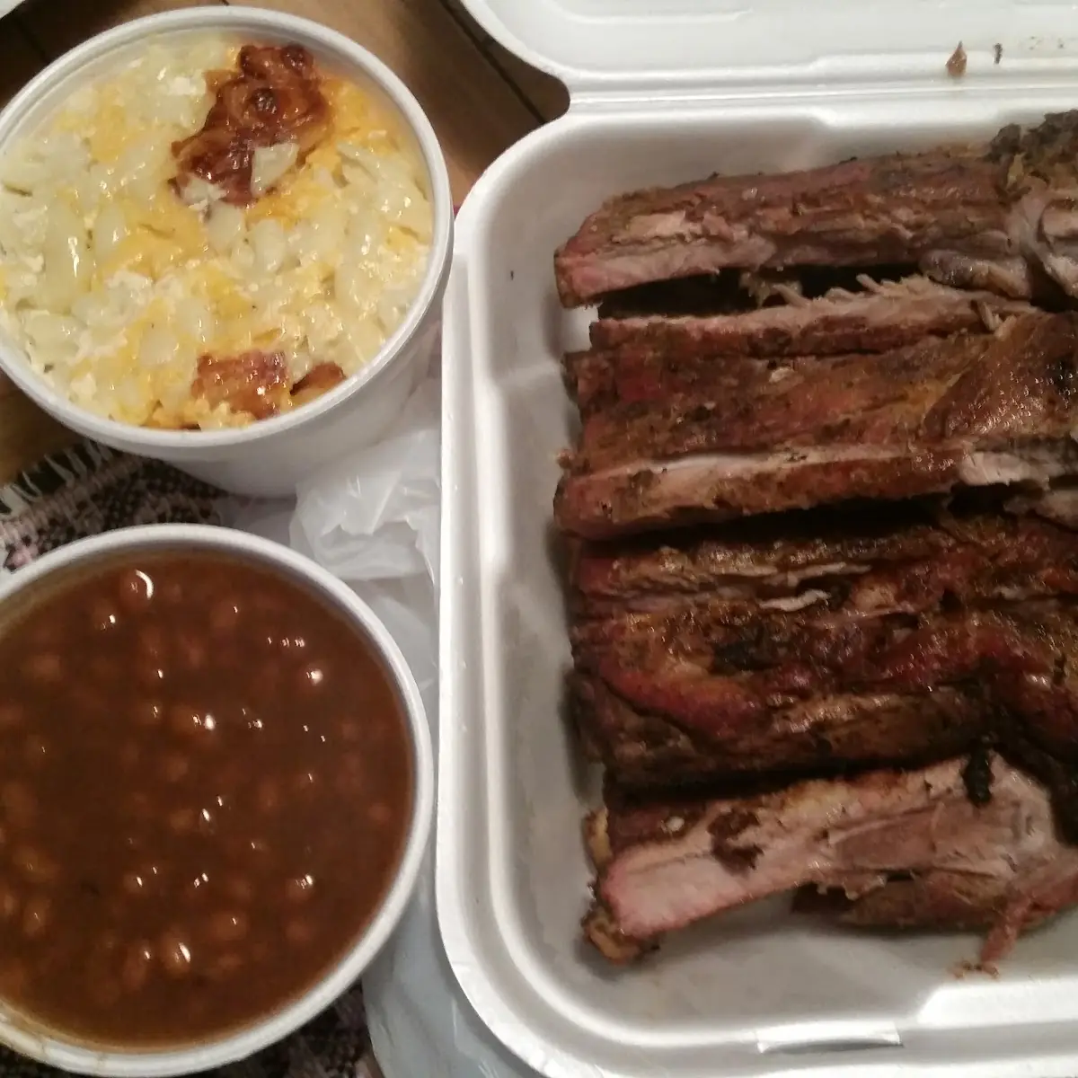 Ribs Baked Beans Mac and Cheese