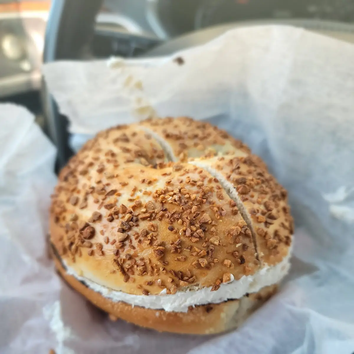 Garlic Bagel with Cream Cheese