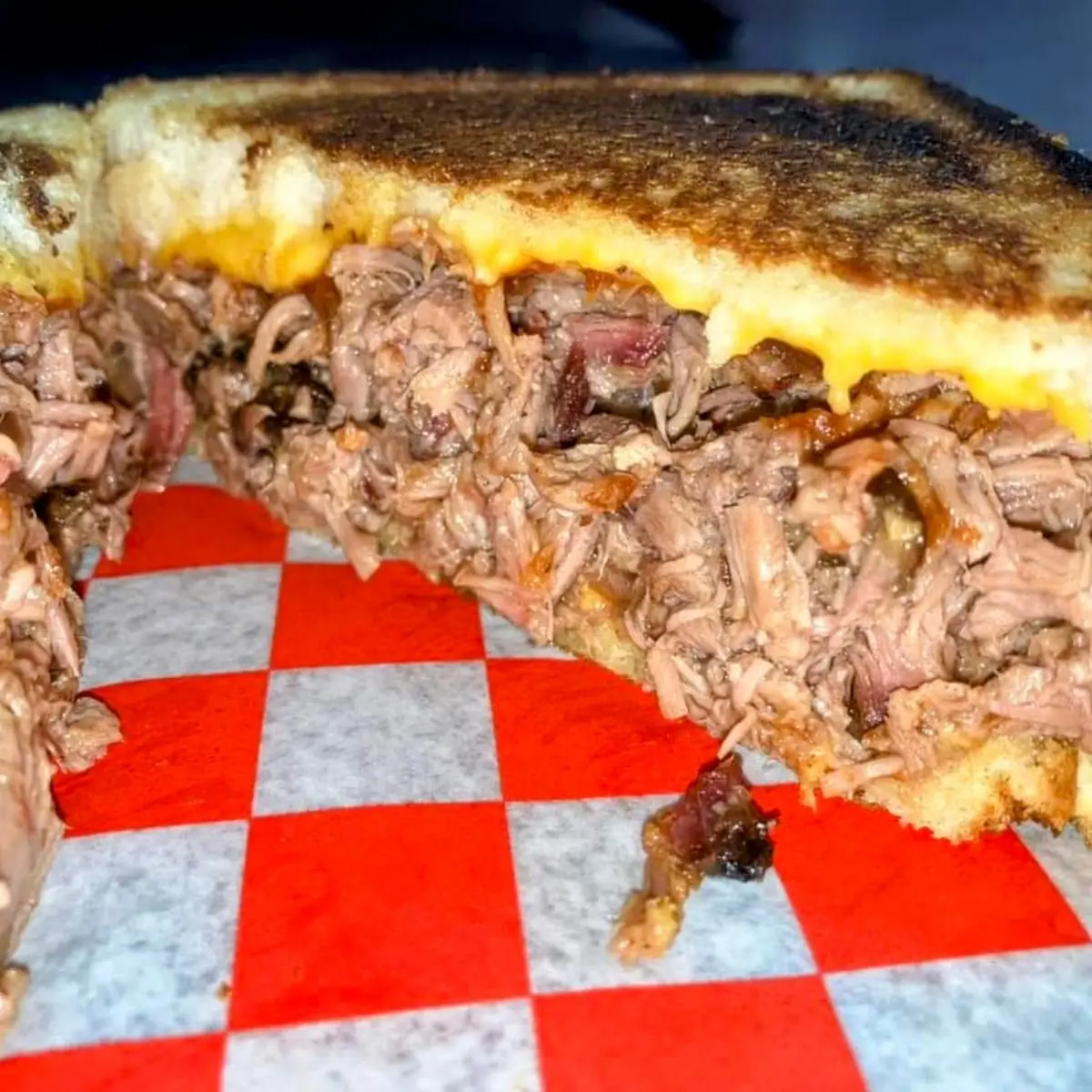 Chopped Brisket Grilled Cheese Sandwich
