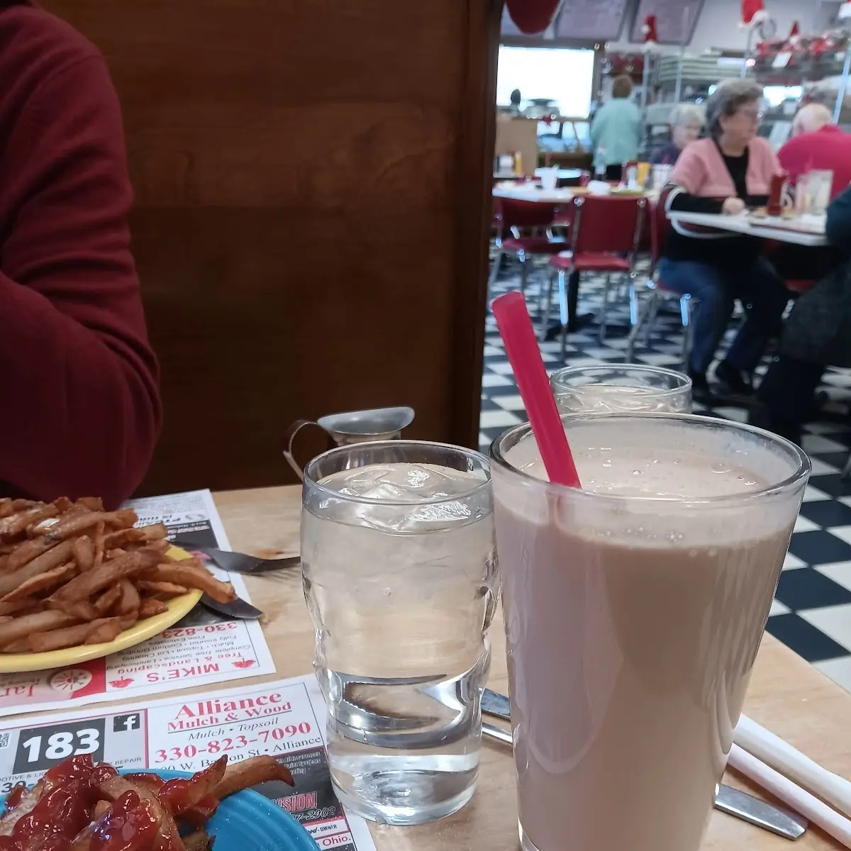 Chocolate Shake Hot Ham and Cheese and Fries