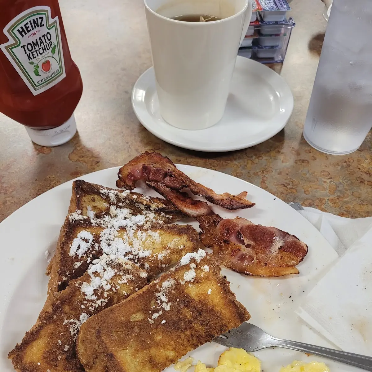 Eggs Bacon and French Toast