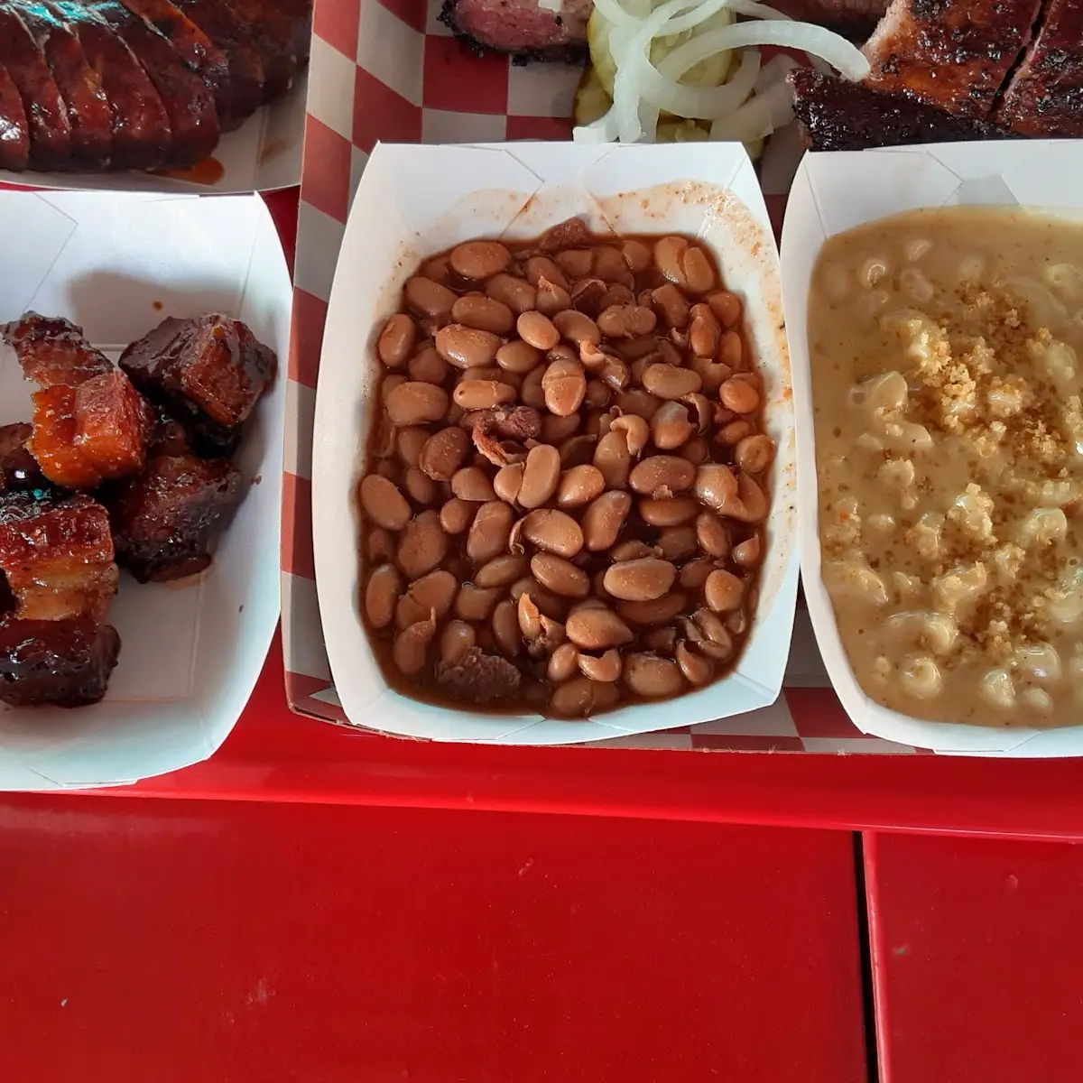 Pig Candy Pinto Beans Mac and Cheese