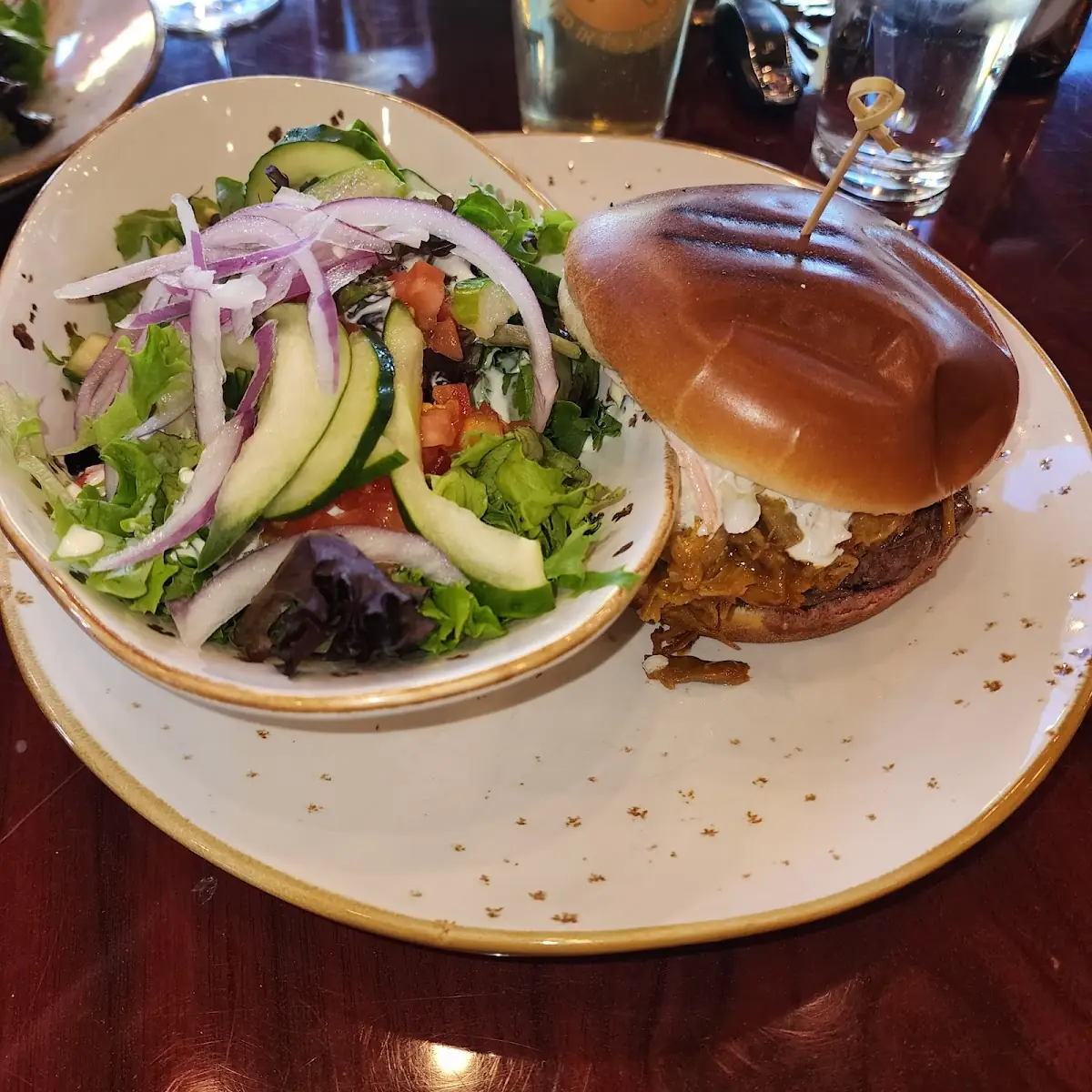 Pulled Pork Burger and Side Salad