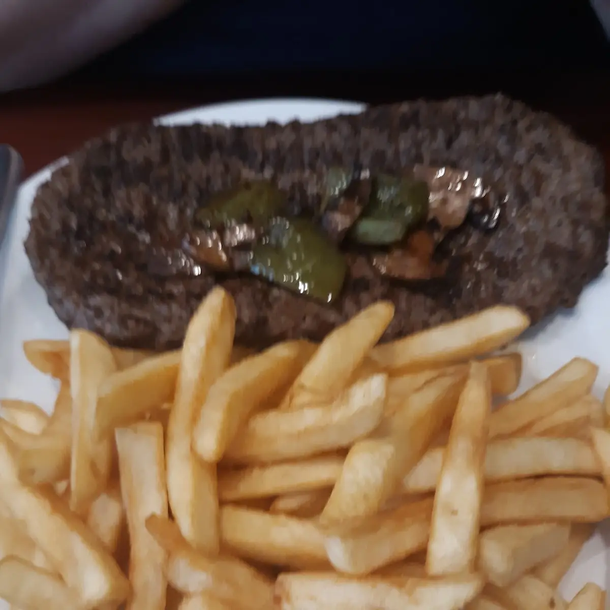 Hamburger Steak and French Fries