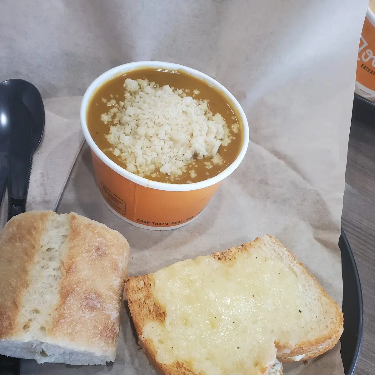 Pumpkin Soup and Sandwich