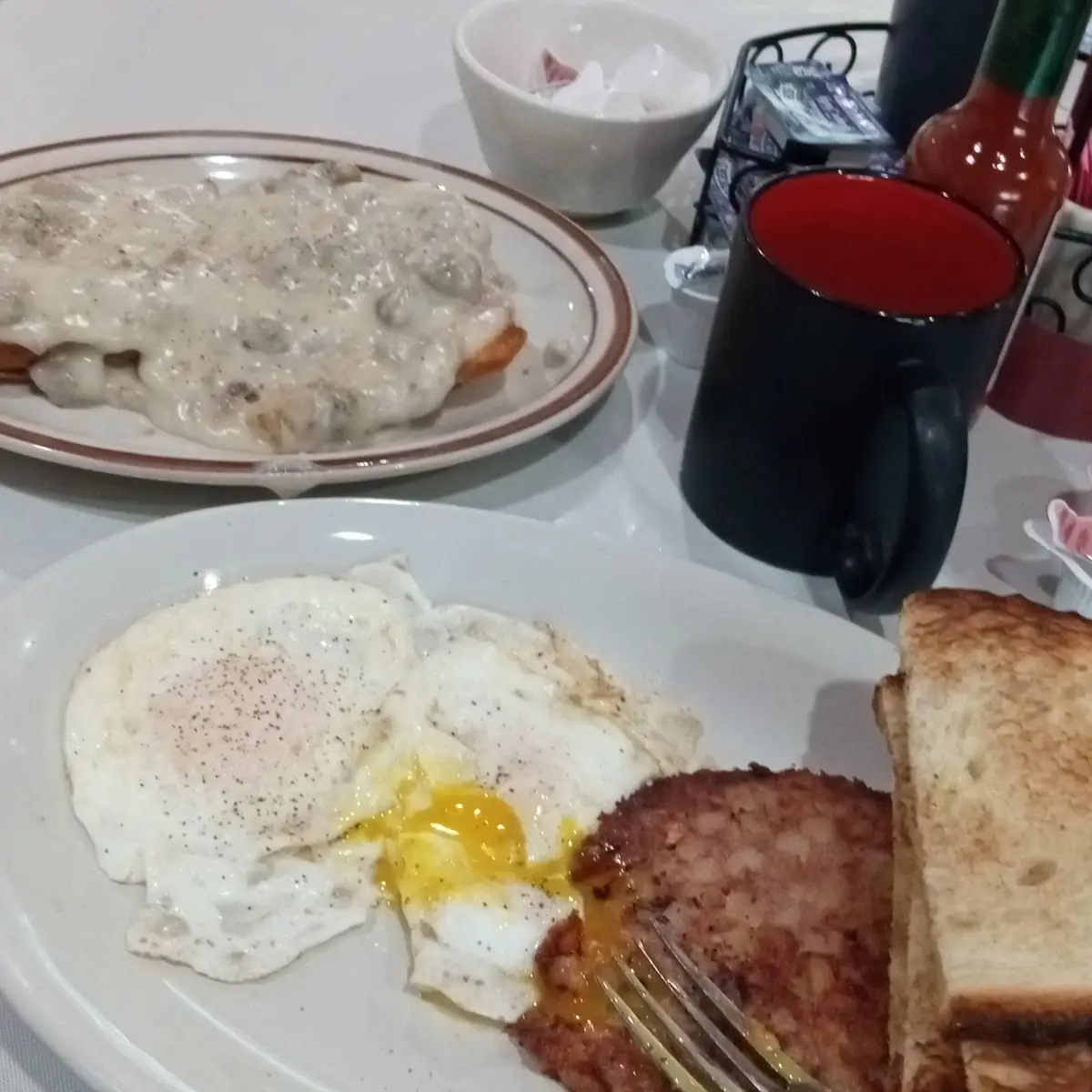 Corned Beef and Hash Side of Biscuits and Gravy with Eggs