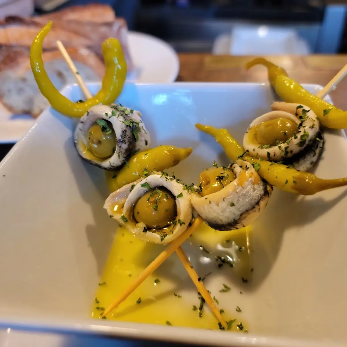 Vinegar Cured Anchovy Skewer