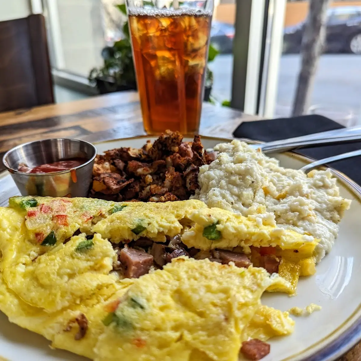 Denver Omelette Stone Ground Grits Breakfast Potatoes