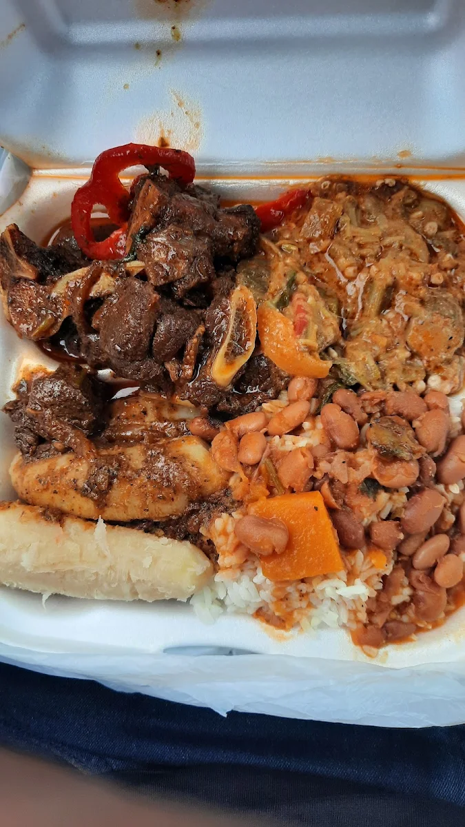 White Rice Pinto Beans Curry Goat