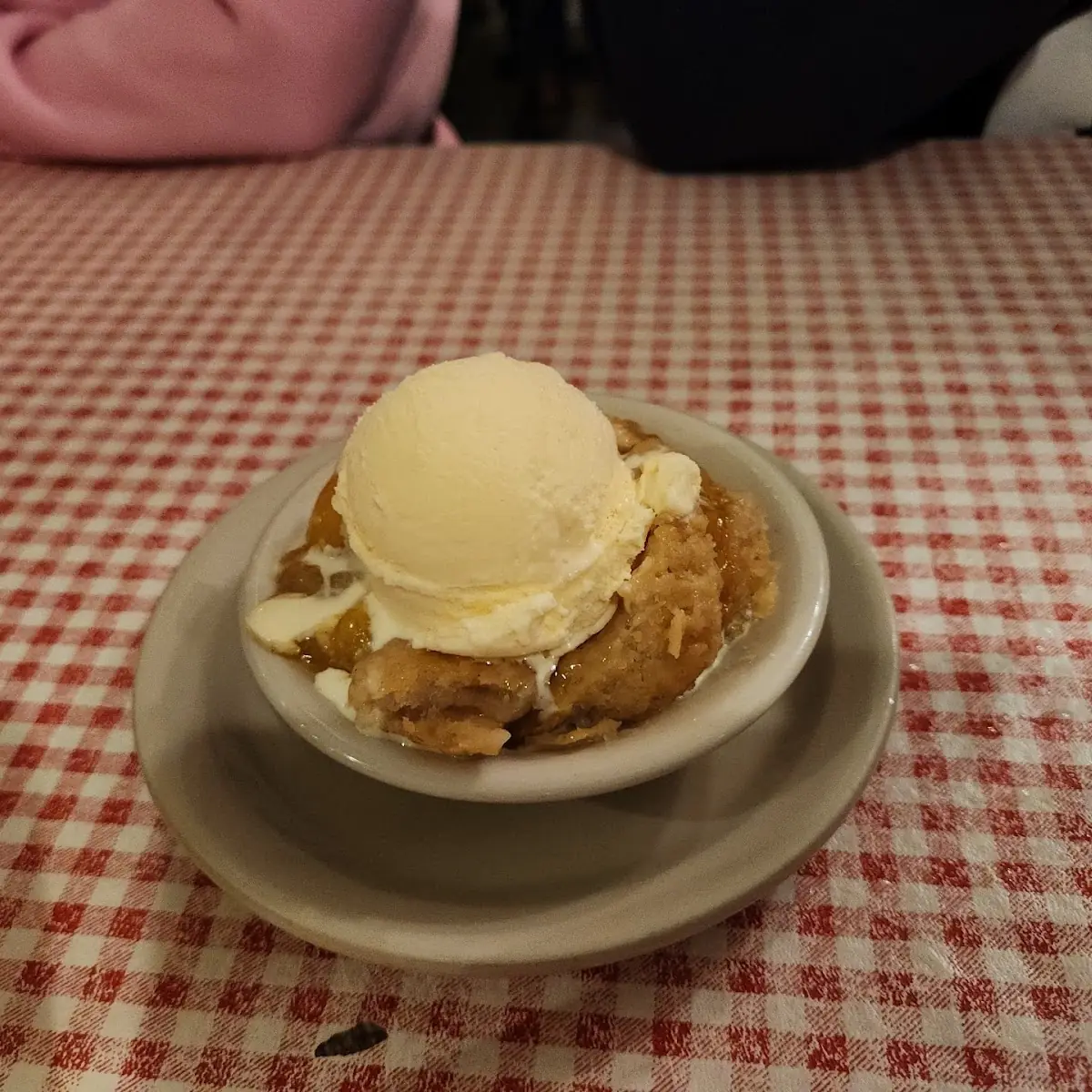 Peach Cobbler with Ice Cream