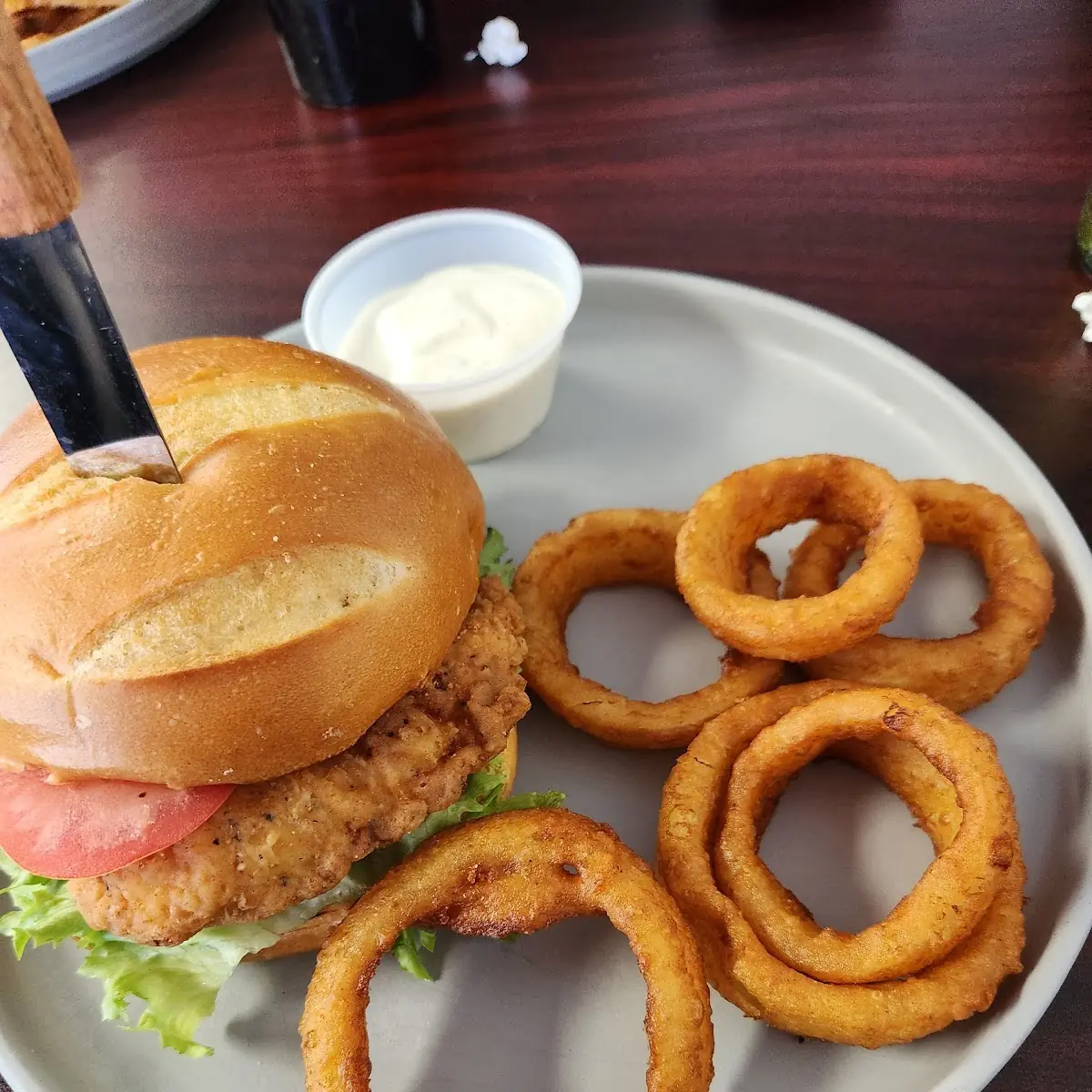Crispy Chicken Sandwich with Onion Rings