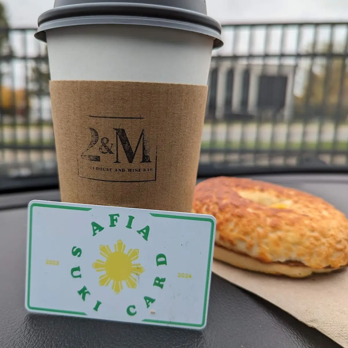 Egg & Cheese Bagel with Pandan Latte