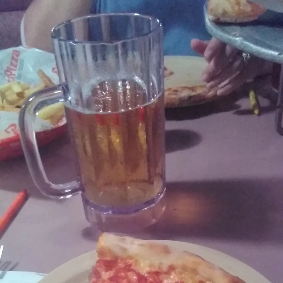 Cheese Pizza Slice and Beer