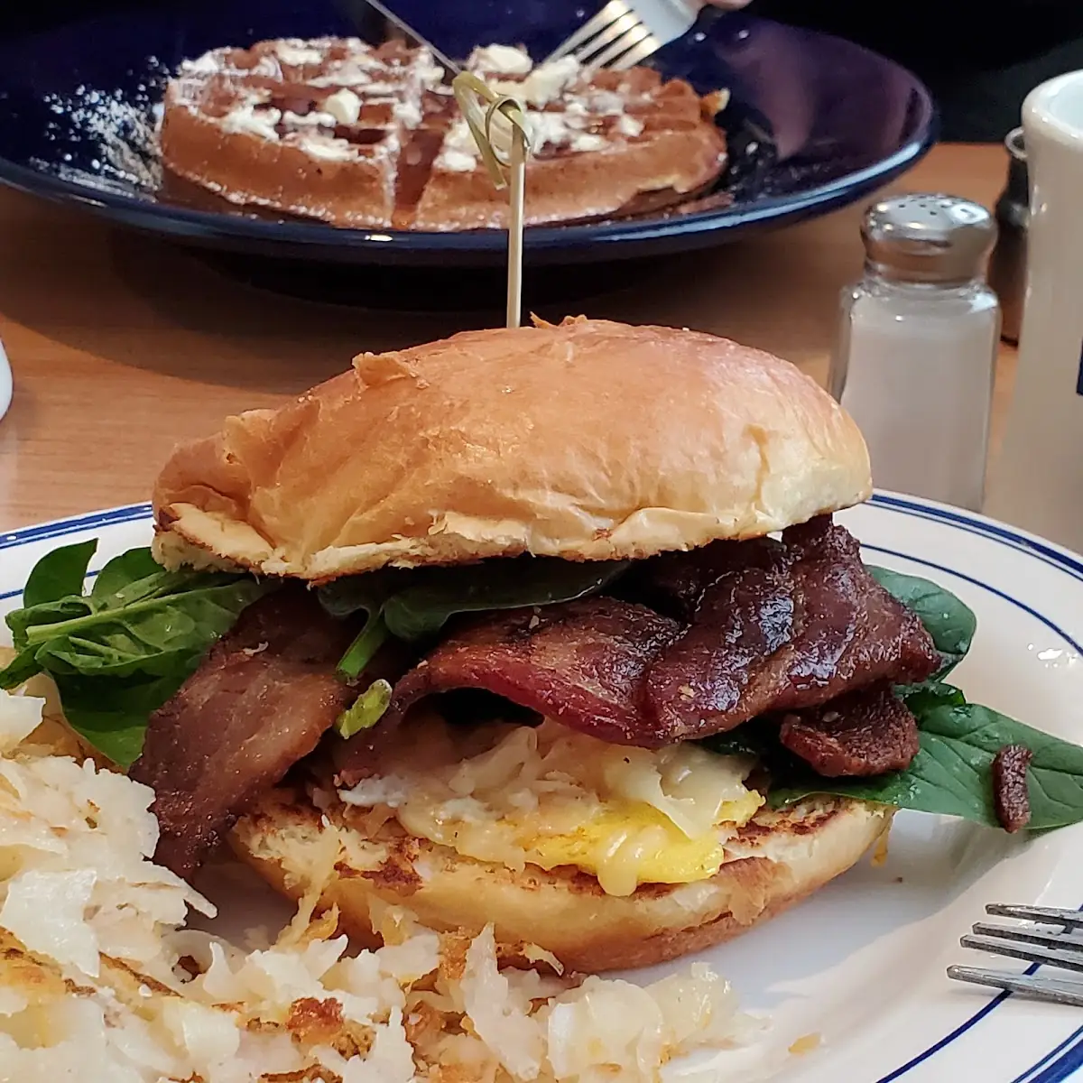 Grilled Breakfast Sandwich & Waffle