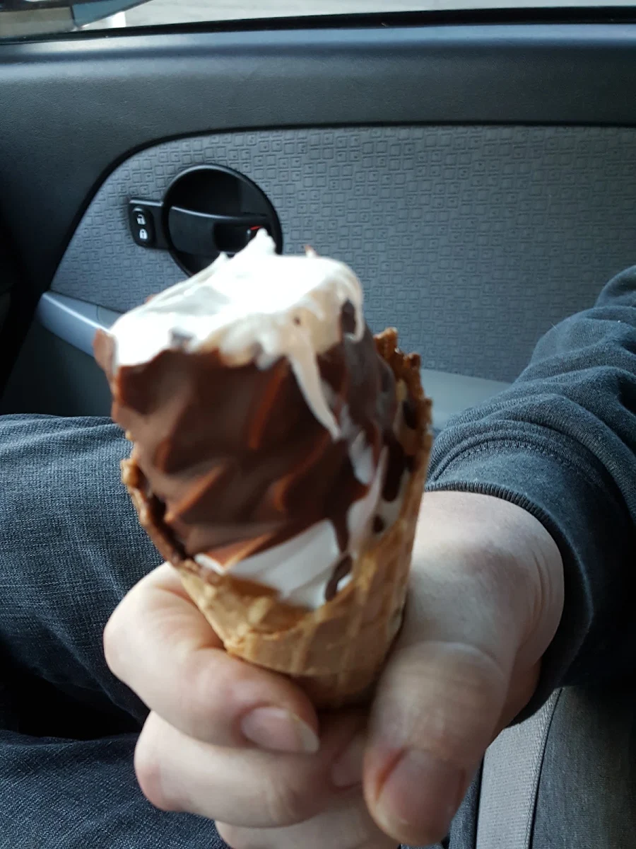 Vanilla Ice Cream Cone Dipped with Fudge