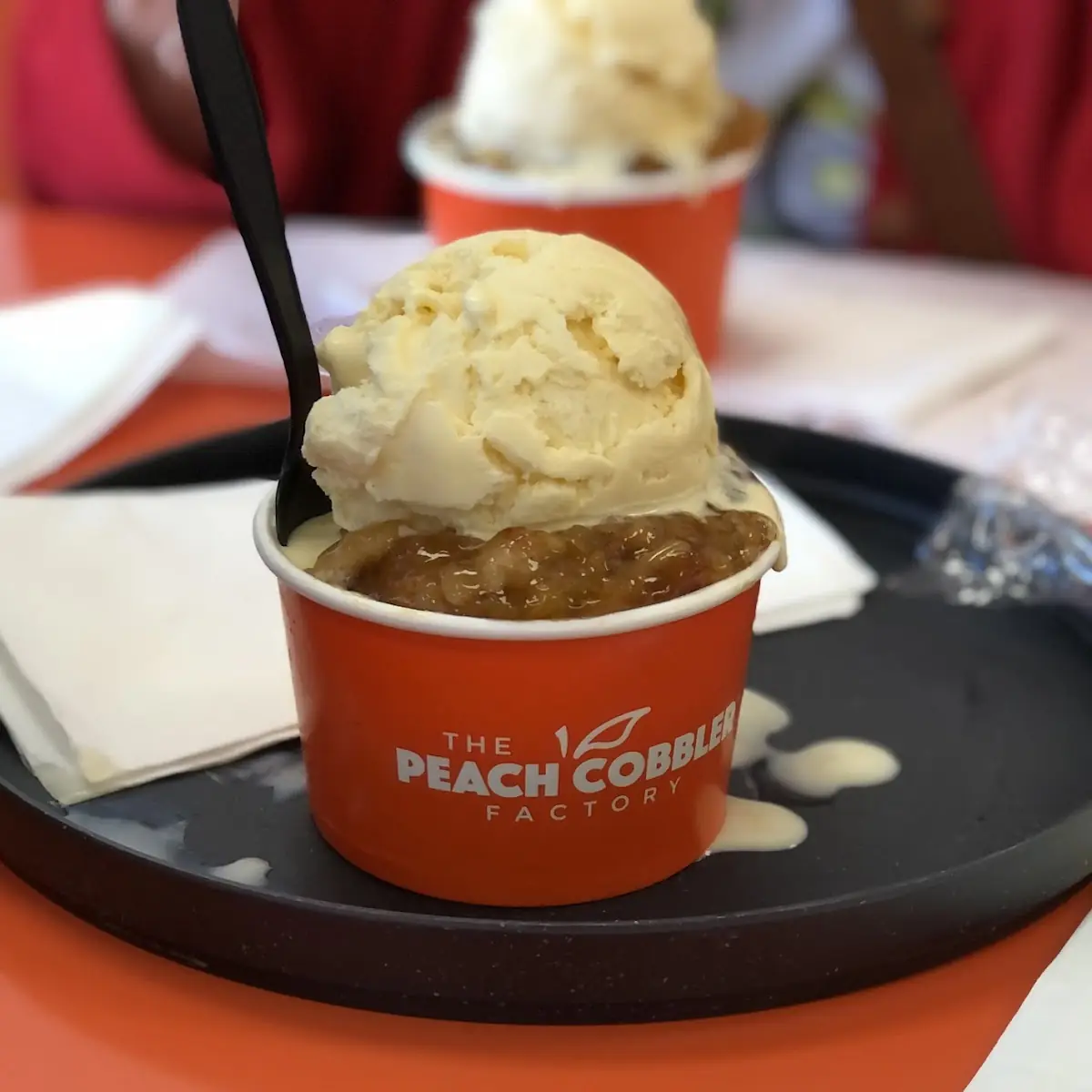 Peach Cobbler with Vanilla Ice Cream