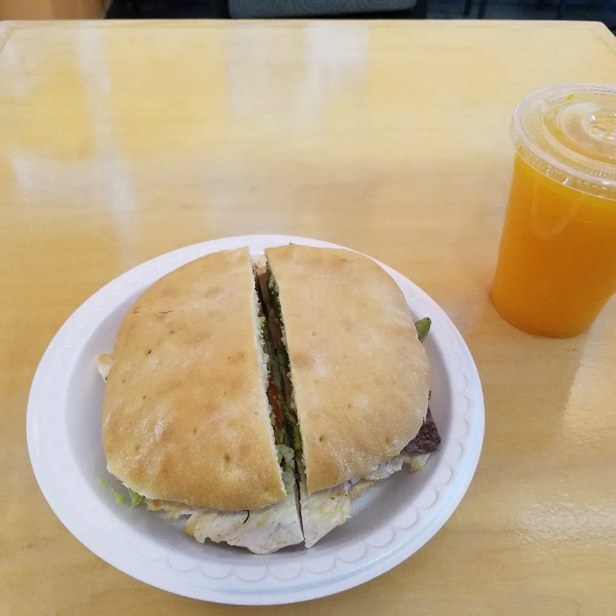 Half and Half Chicken and Steak Sandwich with Everything
