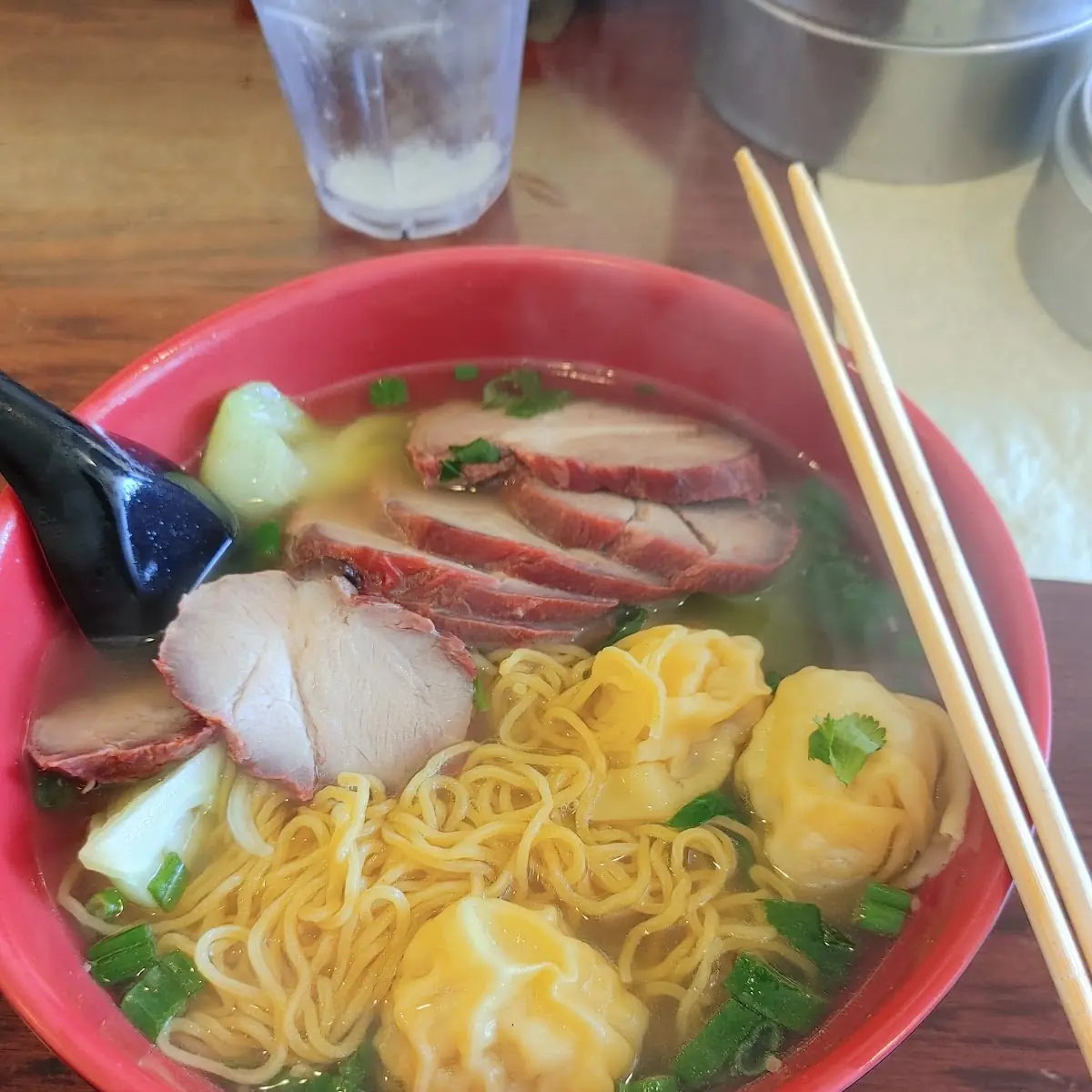 Ham with Eggs Noodle Soup