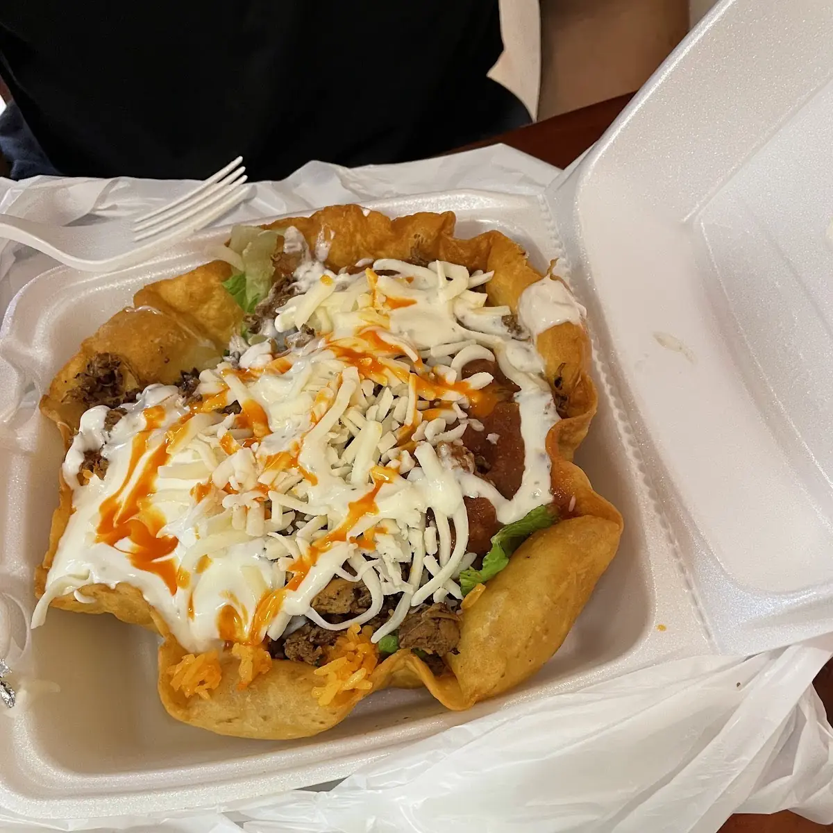 Chicken Taco Salad with White Sauce
