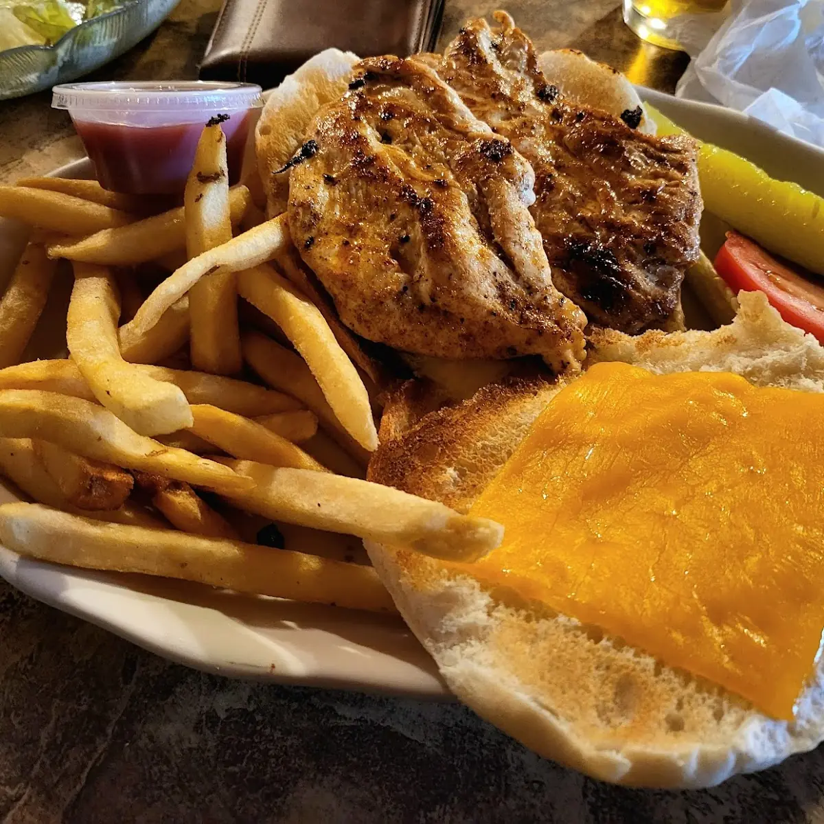 Chicken Burger and Fries