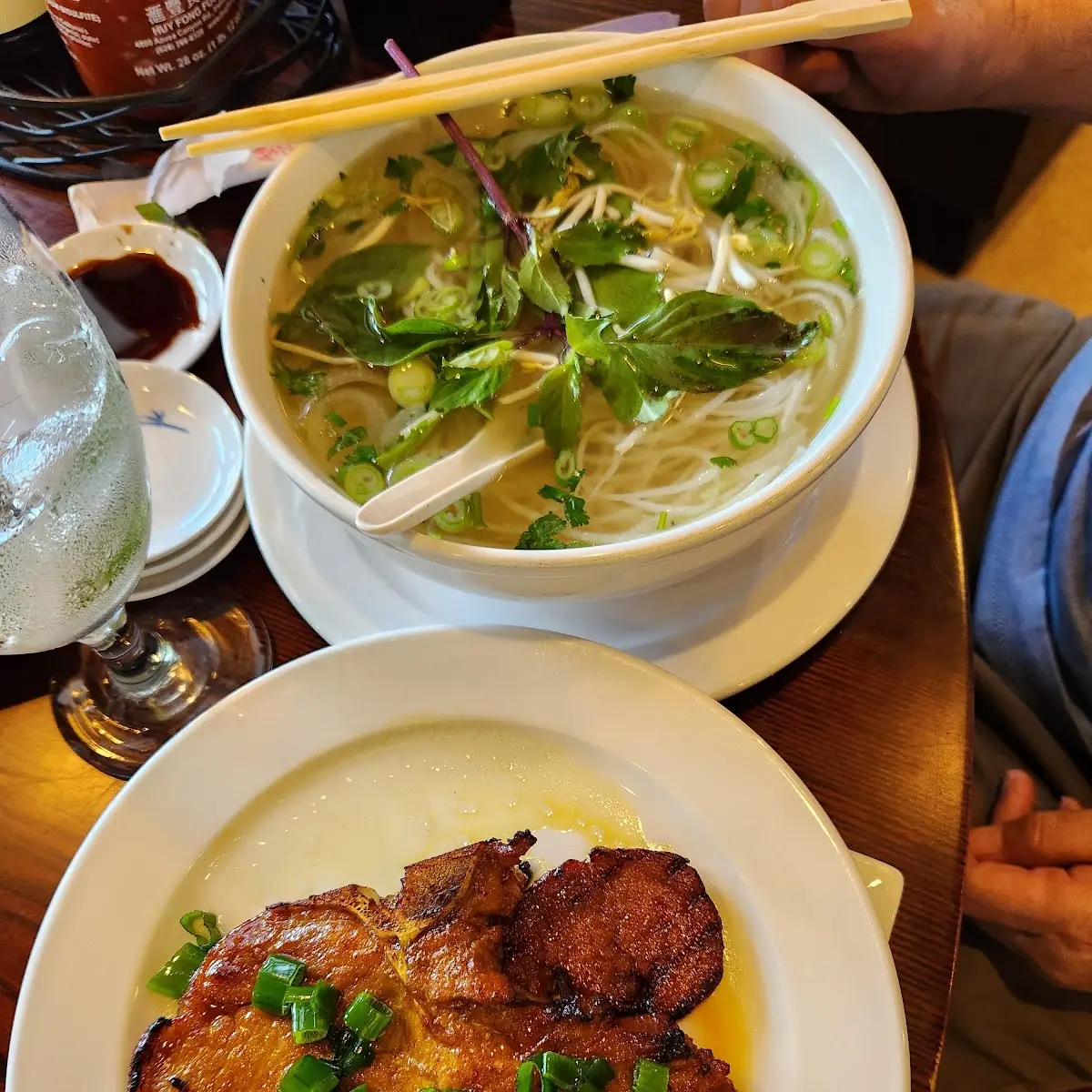 Beef Noodle Soup with Grilled Pork Chop