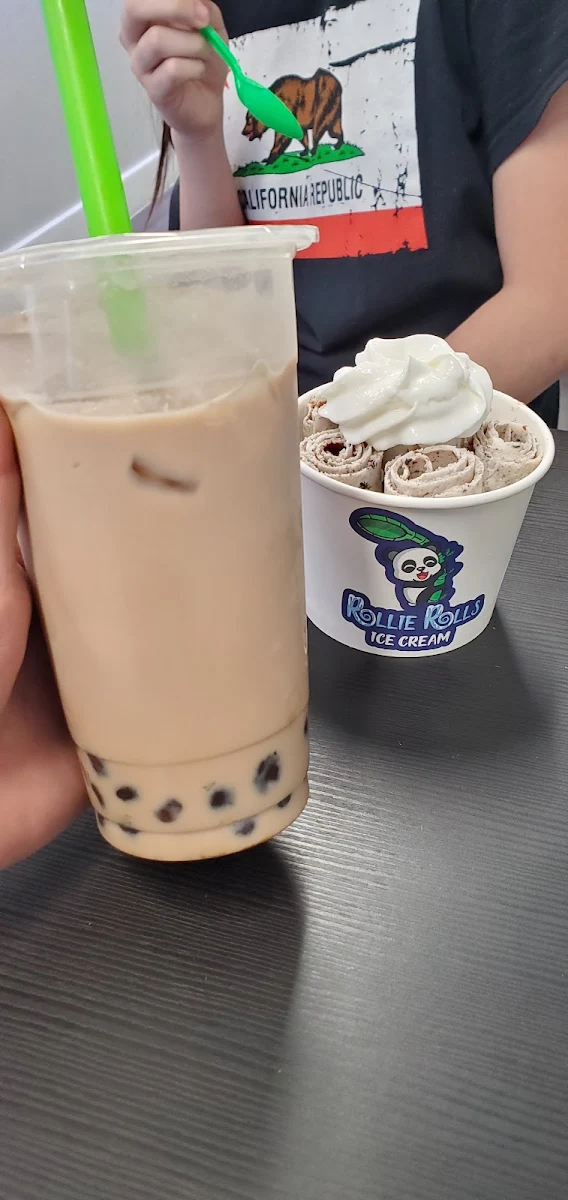 Milk Tea and Oreo Cookie Rolled Ice Cream