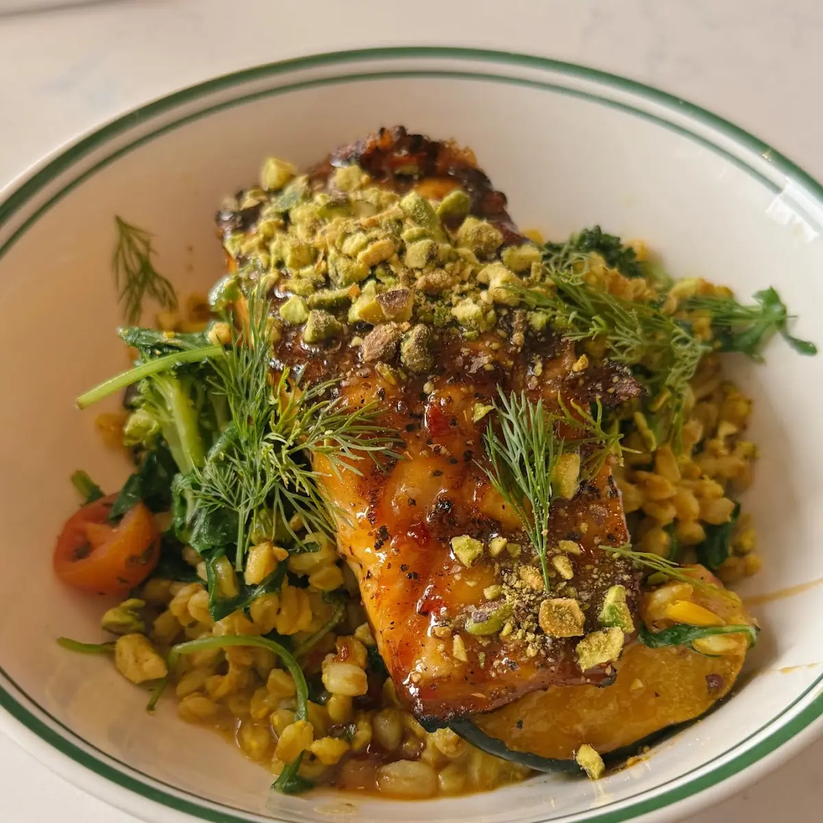 Grilled Salmon Farro Bowl