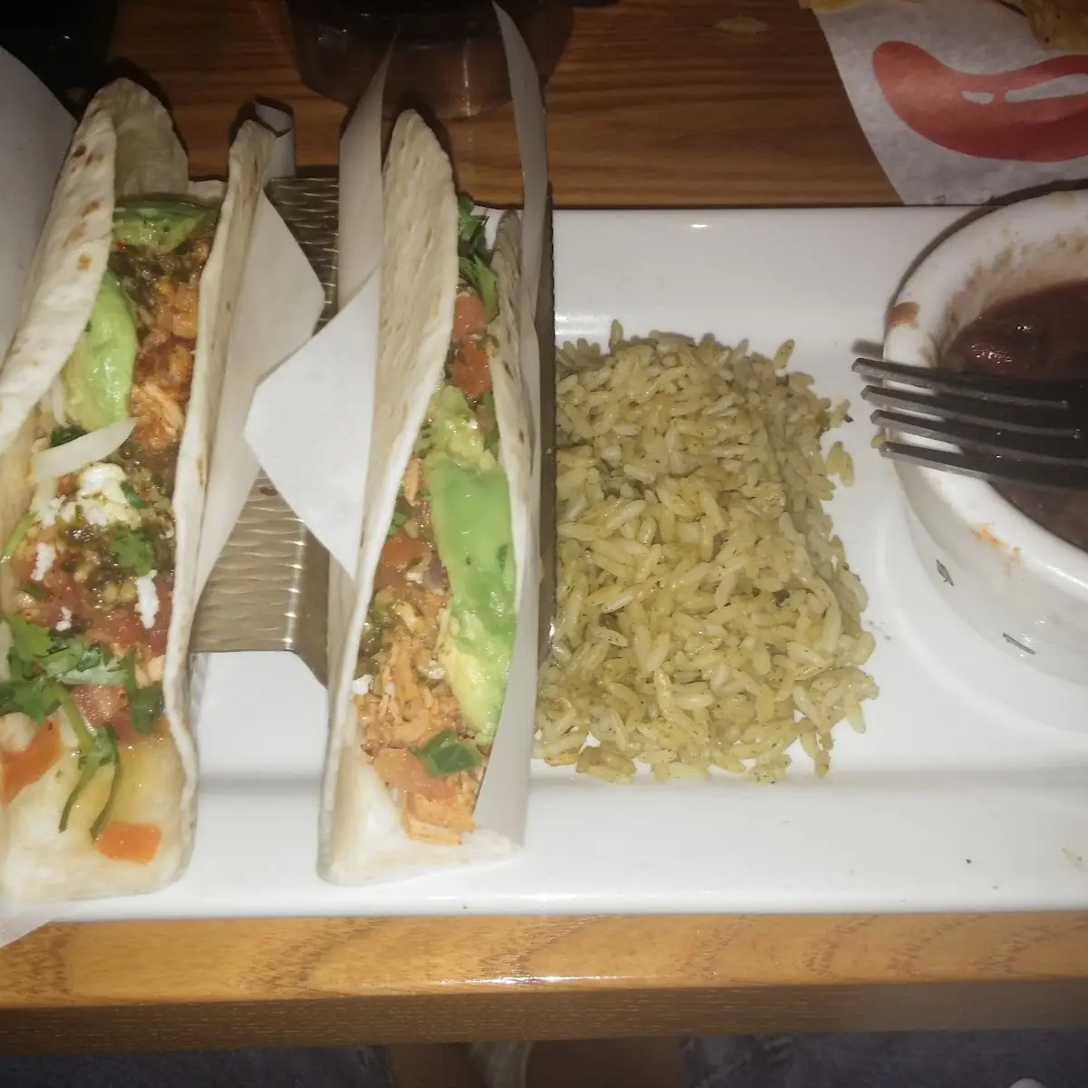 Shrimp Tacos with Rice and Beans