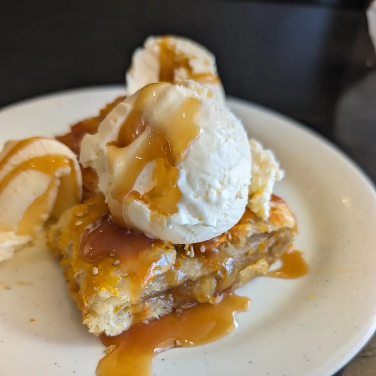 Apple Pie with Ice Cream and Caramel