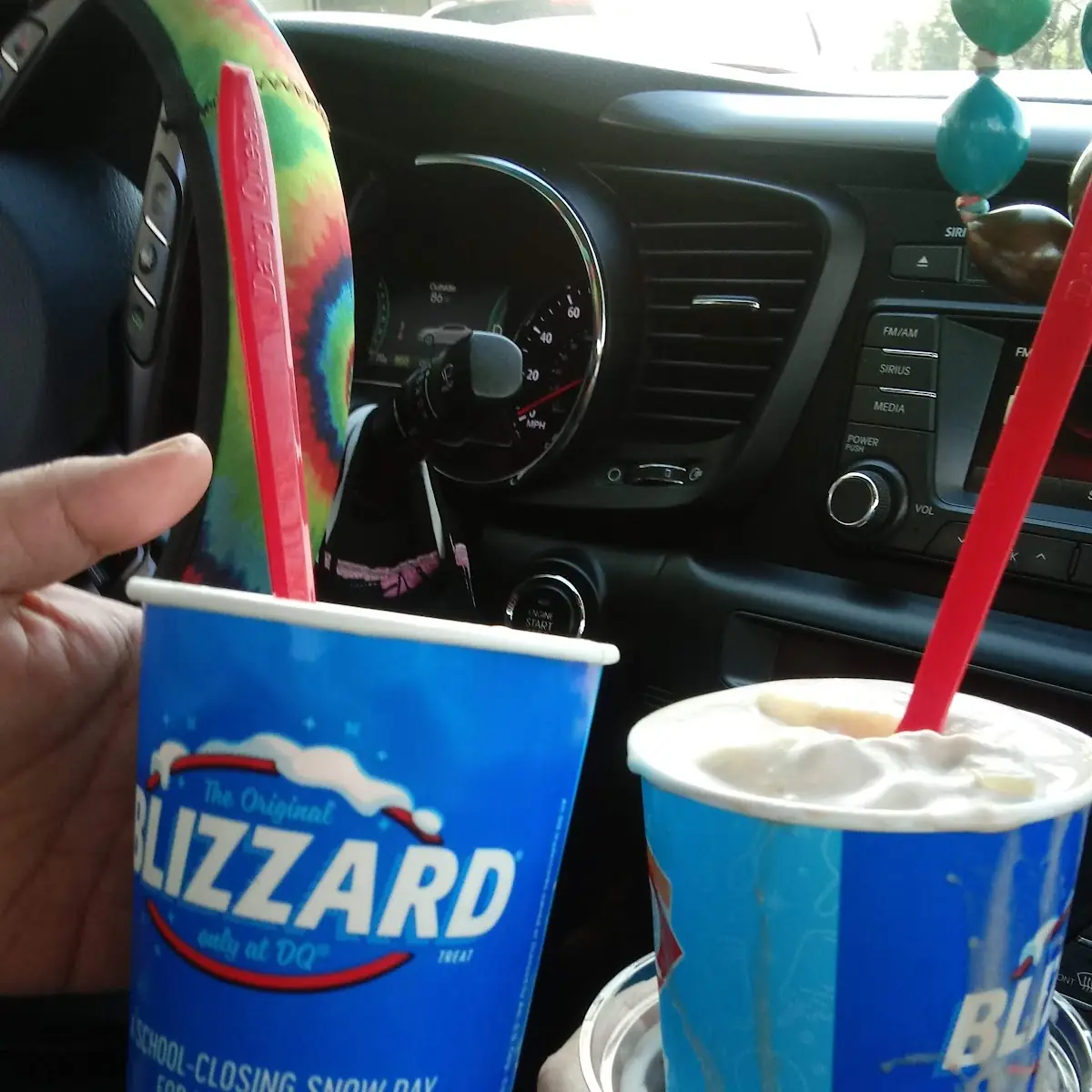 Banana Split Blizzard and Butterfinger Blizzard
